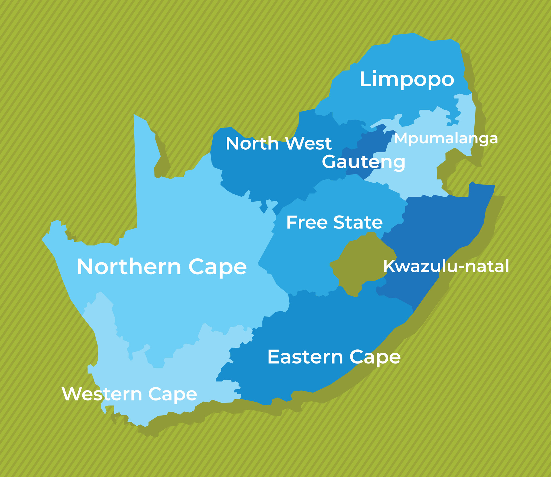Map of South Africa showing the provinces